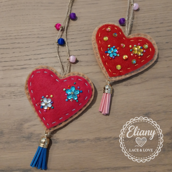 Charms per borse o portachiavi cuore con perline